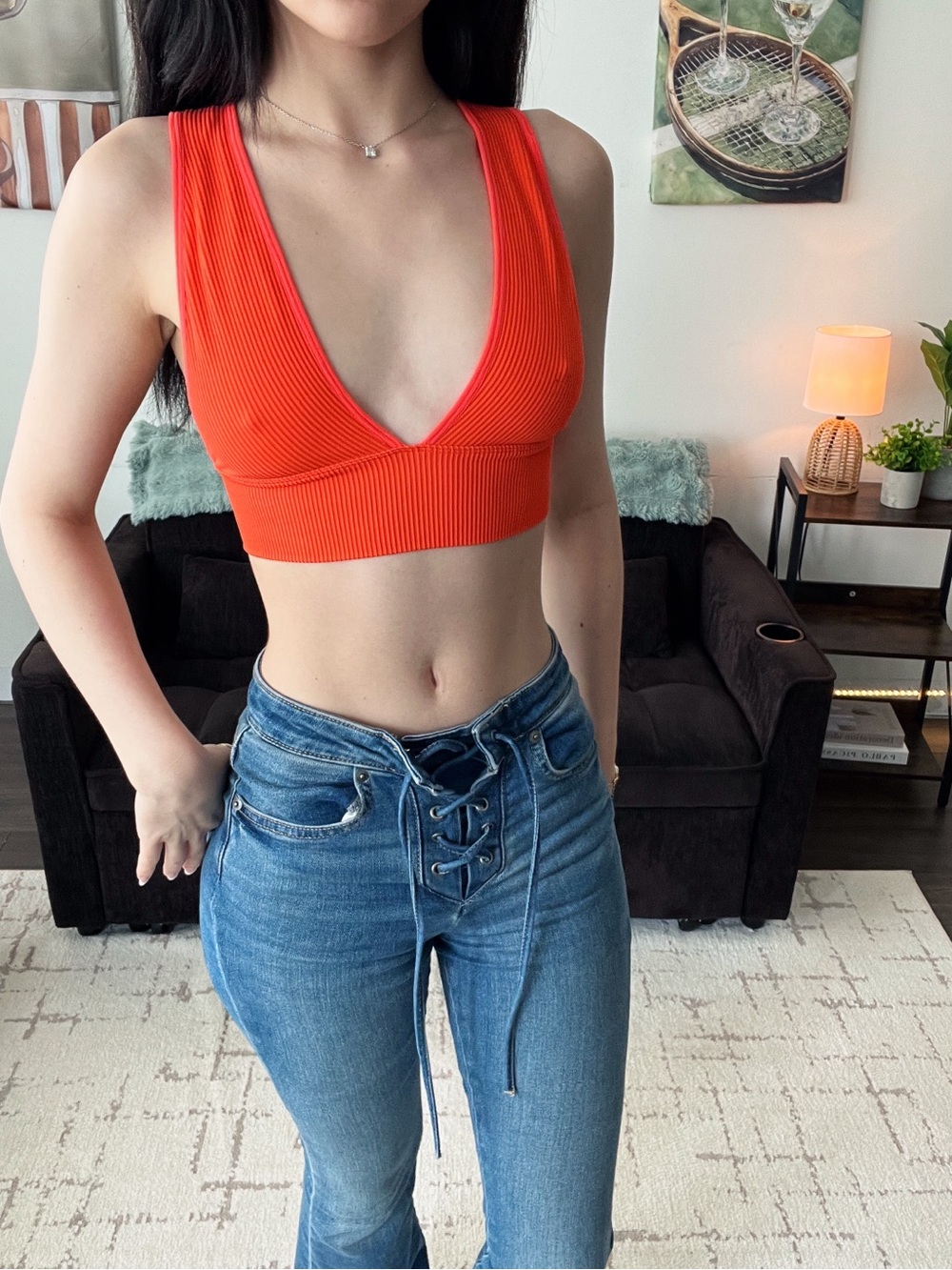 Garage Orange Ribbed Crop Top / Bralette